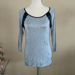 Pink Rose Top with Faux Leather Accents